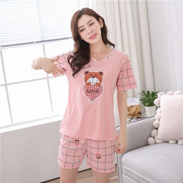 

women's sleepwear cute cartoon print short set pajamas for women pajama set sweet short sleeve t shirts & shorts summer pijama*, Black;red