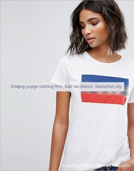 

printed round collar coat short sleeve t-shirt printed round collar coat t-shirt short sleeve top, White