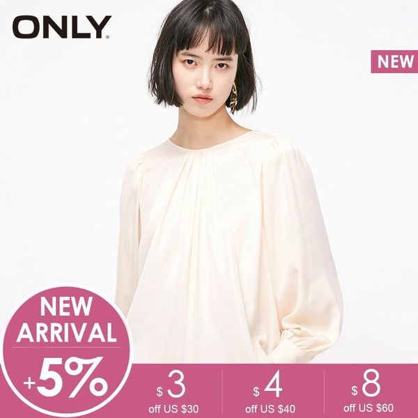 

only spring back hollow out long sleeve loose chiffon blouse | 119151546, White