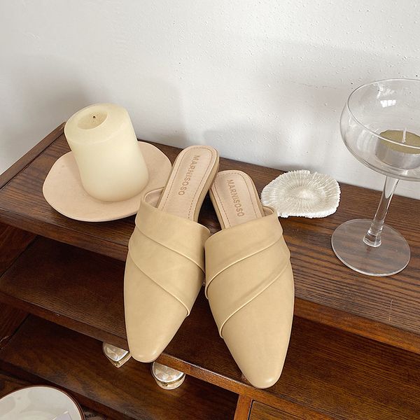 

flat shoes female ladies' slippers square toe beige heeled sandals slipers women slides black 2020 solid spring