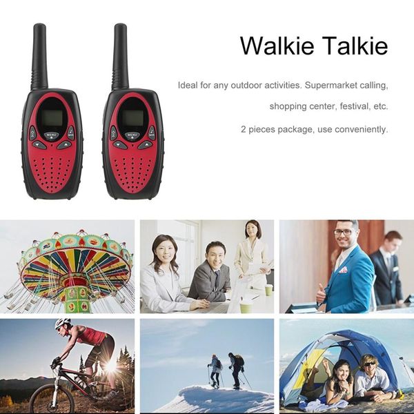 

portable 2 pieces walkie talkie two-way radio wireless interphone with lcd screen display adjustable volume control belt clip