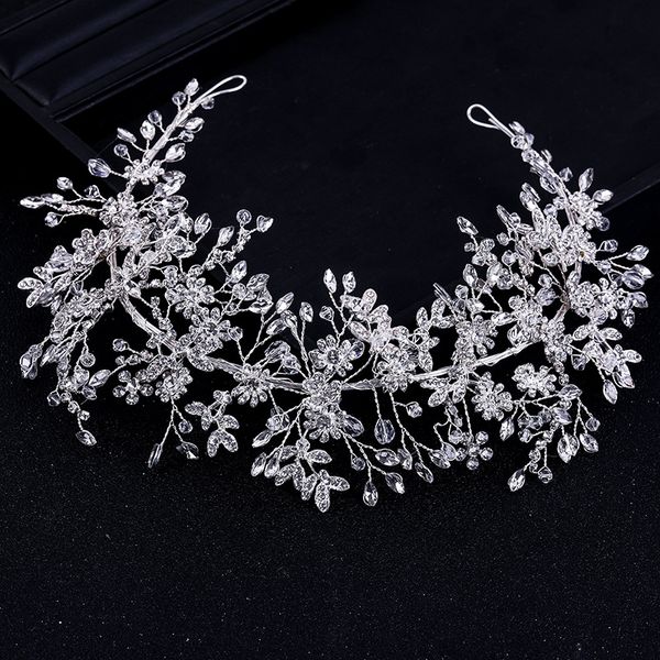 

le liin bridal crystal leaf headpiece bride headband wedding hair jewelry, Golden;white