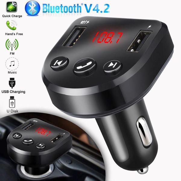 

12-24v wireless car fm transmitter modulator radio adapter usb charger lcd mp3 player handsmusic audio receiver #628