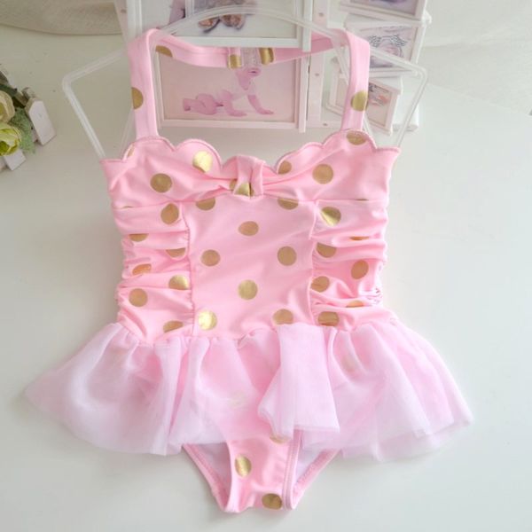 

cute toddler girl one pieces swim wear polka dot pink baby girls swimwear beach dress swimsuit kids bathing suit beachwear 1-10y