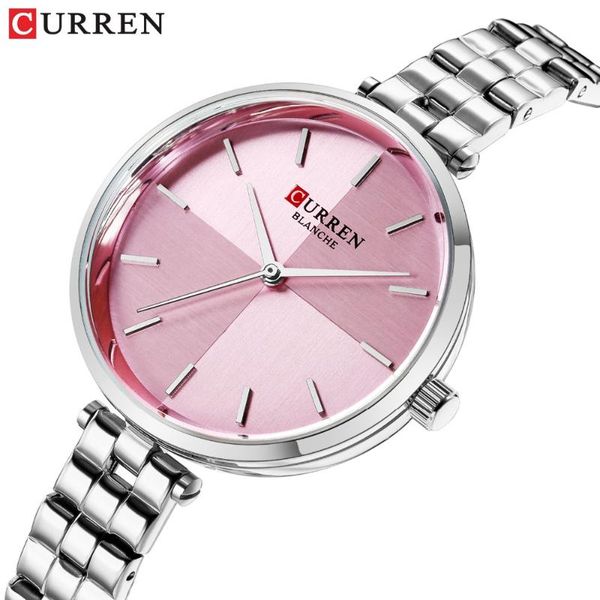 

2019 watches women curren casual fashion stainless steel crystal quartz ladies wrist watch for women dropshipping, Slivery;brown