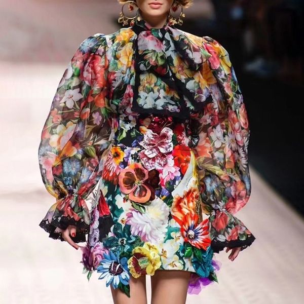 

women shirt womens shirts womens women bowknot flare long sleeve patchwork lace print female elegant 2019 spring new clothing, White