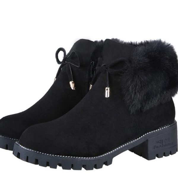 

australian snow boots wgg luxury women's winter plus velvet short tube cotton boots thick warm cotton shoes martin boots, Black