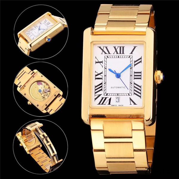 

2020 new w5200014 quartz/automatic solo large men's stainless steel watch 34 mm x 27mm with box, Slivery;brown