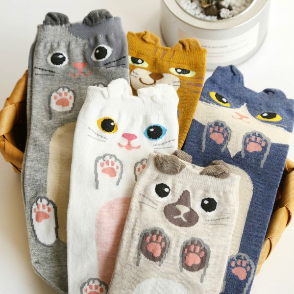 

new cute animal ears pattern short socks women lovely 3d cartoon animal zoo socks girls soft cotton warm socks#25