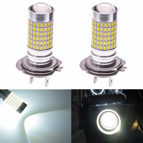 

катур 2pcs h7 светодиодные лампы для автомобилей противотуманные фары дневного вождения lamp drl 6000k белый 144 smd авто leds запуск свет d