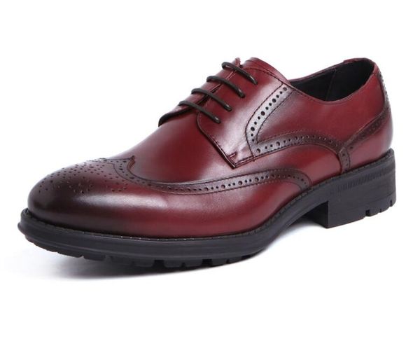 

brown blue black men shoes work wear style round toe soft-sole cowhide wedding fashion oxfords homme with box