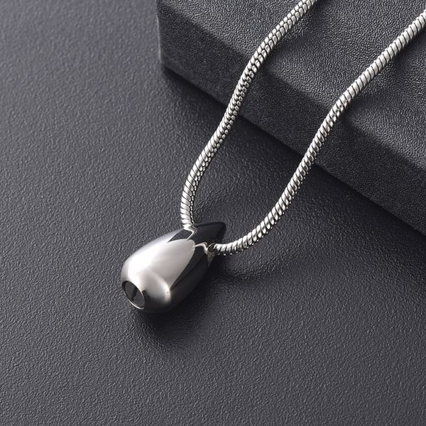 

lkj11944 high polished small teardrop cremation urn necklace for human ashes, engraveable cremation necklace teardrop, Silver