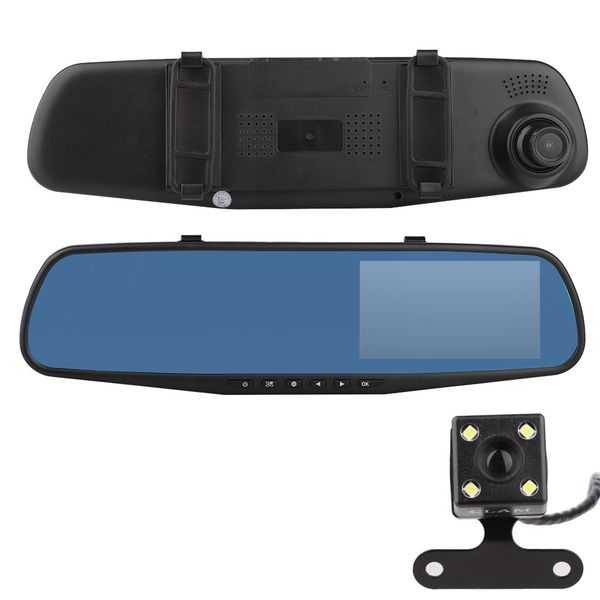 

new 1080p full hd 4.3'' car rear view mirror camera lcd dual lens vehicle dashboard camera car dvr video recorder