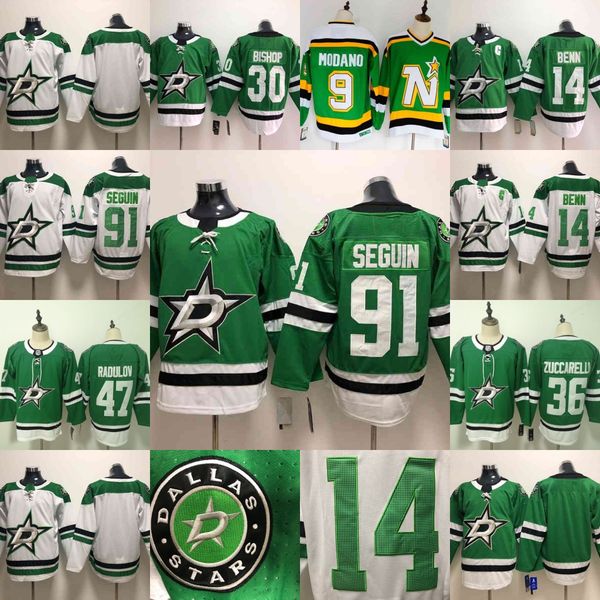 

91 tyler seguin 47 alexander radulov 36 mats zuccarello 2019 dallas stars hockey jerseys 30 ben bishop 14 jamie benn jerseys, Black;red