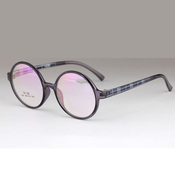 

ical glasses frame myopia tr90 circle vintage glasses plain mirror round female male eyewear, Black