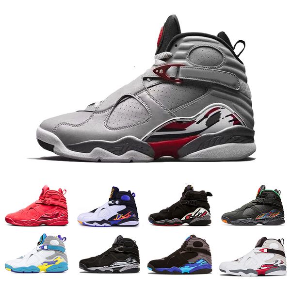 

new 3m reflective valentine s day red 8 vii 8s men basketball shoes raid three peat aqua chrome countdown pack mens outdoor sports sneakers, Black
