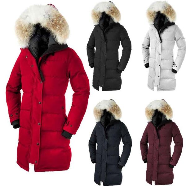 

женщины моды шинель goose parka шелберн пальто зимы гусь пуховые куртки coyote меховой воротник для lady гусь пуховик для женщин, Black