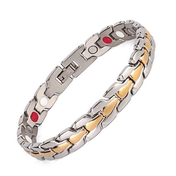 

stainless steel bracelet men's gold/silver plated bracelet magnetic bracelet(ion and fir) jewelry bangle for men, Black