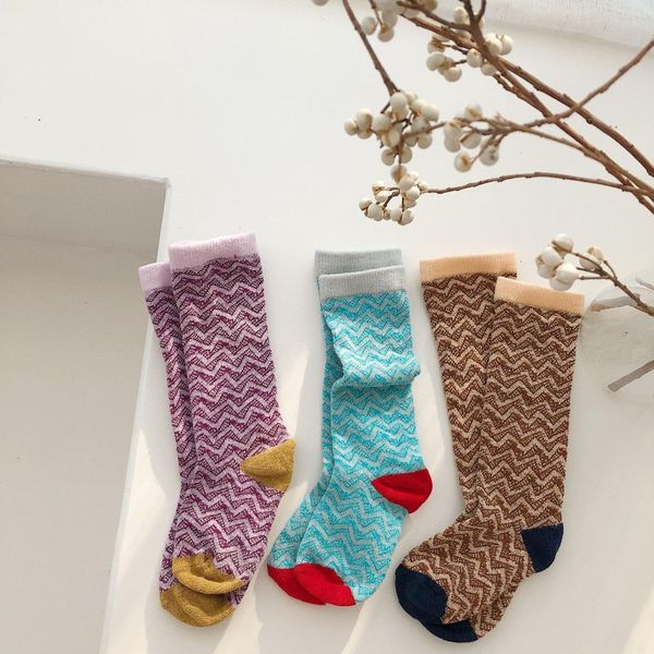 

хлопок винтажный стиль дети детские носки прямые skarpetki гольфы длинные meias infantil дети девушки детская одежда аксессуары, Pink;yellow