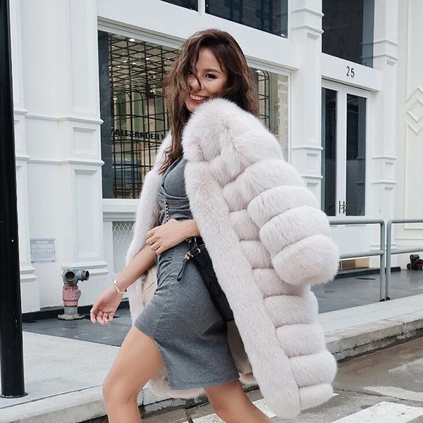 

maylofuer long real fur coat women fur jacket, Black