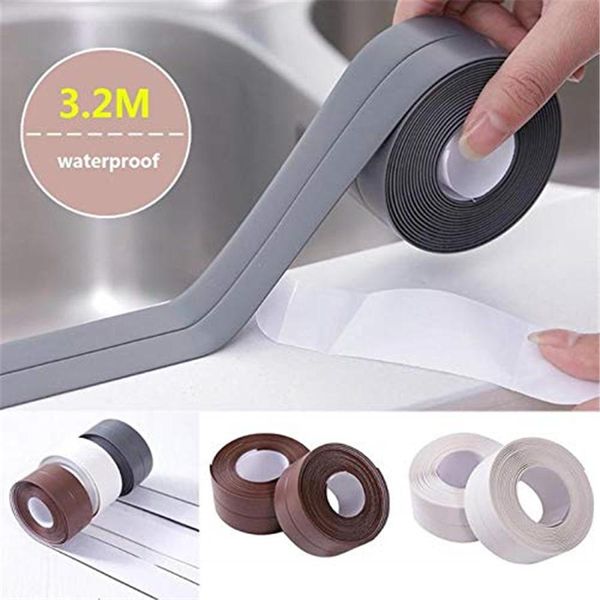 atacado Sealing Tape Tile Self-Fita Adesiva Mildew impermeável à prova de Banho WC parede de canto telha cerâmica Sealing Etiqueta Kitchen Sink