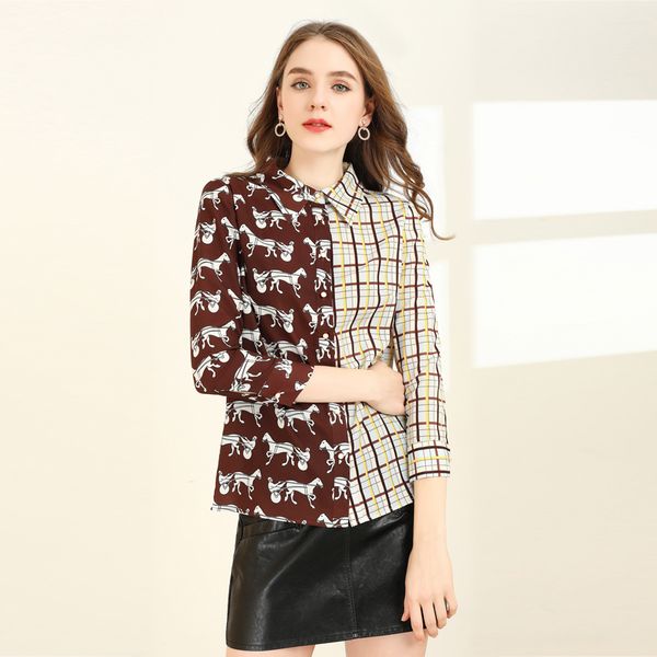 

xiaomoli обоего стороны два цвета клетчатой ​​рубашки женщин ретро carriage печать девять очков рукав топ 2020 новой моды, White