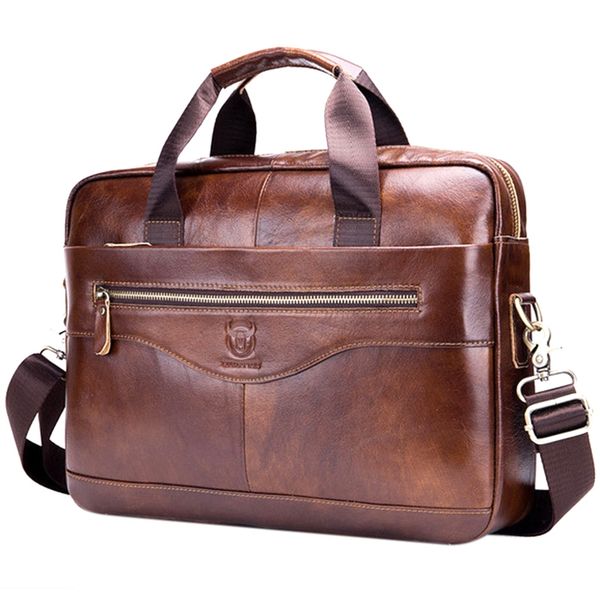 

bullcaptain genuine leather men's briefcase vintage business computer bag fashion messenger bags man shoulder bag postman