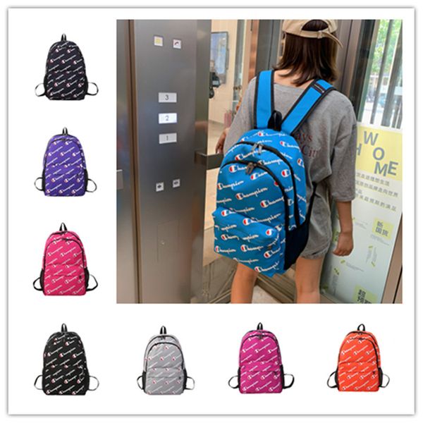 

designer shoulder bag champion print backpack women men lapbags brand large capacity travel students school bag daypack b71304