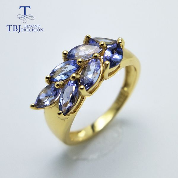 

tbj,new style 925 sterling silver natural gemstone tanzanite earring and rings jewelry set for girl wedding nice gift with box, Black