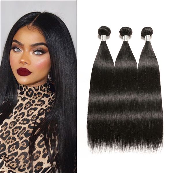 

ruiyu brazilian peruvian malaysian indian straight hair weave bundles 100% human hair wefts 3/4pcs body wave remy hair extensions, Black
