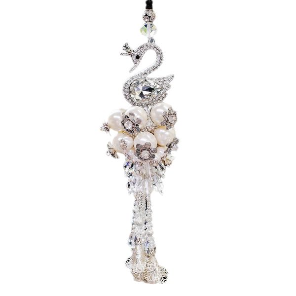 

fashion car rearview mirror crystal swan hanging interior accessories