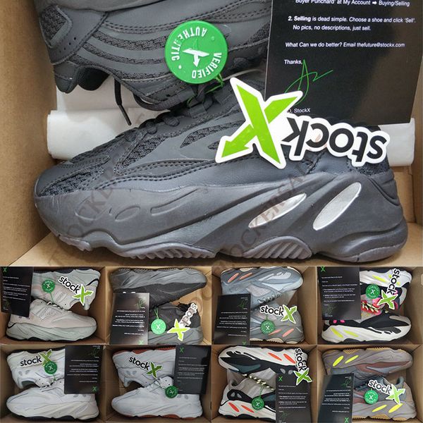 

With Stock X Tag 700 Kanye West Running Shoes 700S Vanta Static Analog Black Reflective Mens Womens Designer Sports Sneakers Trainers 36-46