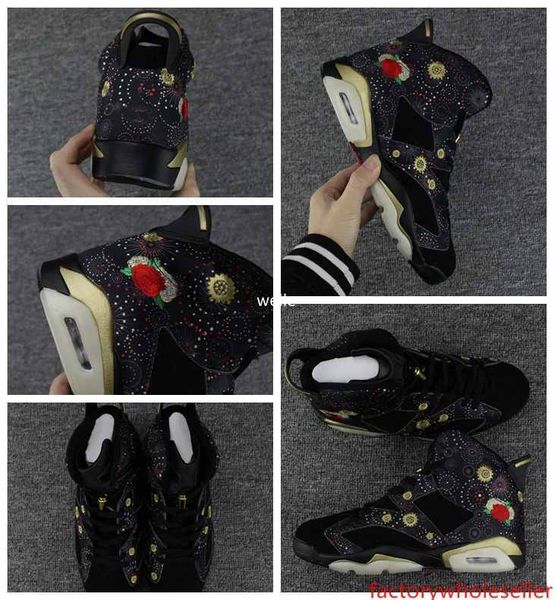 

6 новых китайский новый год мужчины баскетбол обувь 6s вышивание фейерверки пион мужские спортивные кроссовки кроссовки размер eur 41-47