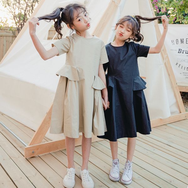 

2020 летние новые девушки хлопчатобумажное платье корейский стиль милые дети и девочки-подростки элегантное платье краткое baby girls повсед, Red;yellow