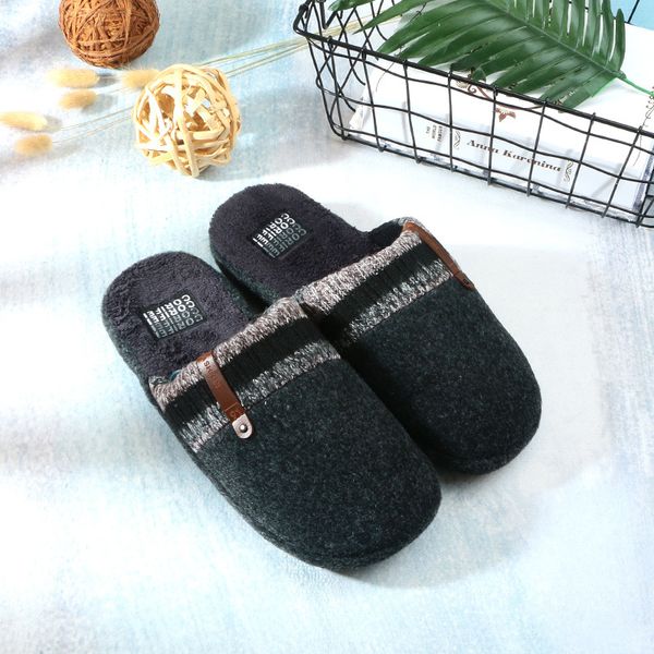 

new jialifu mens cotton slippers antiskid thick bottom indoor home slippers autumn and winter simple basin cotton wholesale, Black