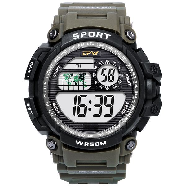 

digital watch watch 50m waterproof wristwatch led sport men male relogios masculino fitness, Slivery;brown