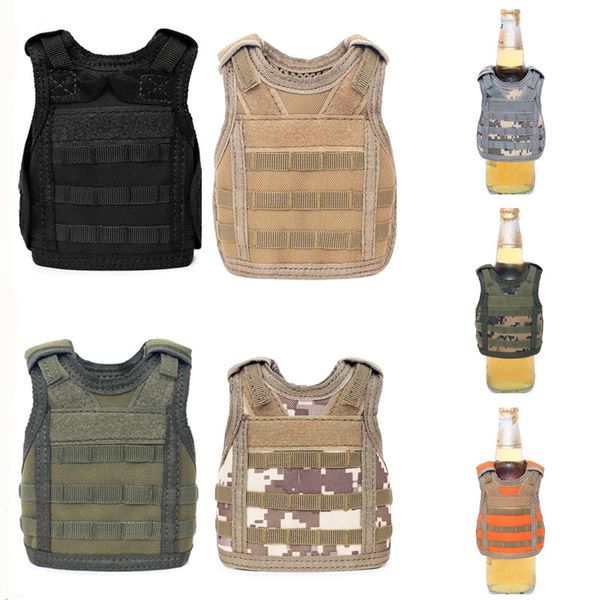 Militare Mini Tattico Premium Beer Koozie Molle Vest Beverage Cooler Porta bottiglia di vino Porta gilet da caccia C19041501