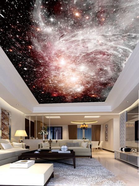 Photo Wallpaper costume 3D Céu bonito estrelado zênite noite mural estrelado teto pintura de parede Sala Quarto Wallpaper Home Decor