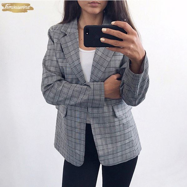 

elegant blazer women gray plaid office lady blazer jacket fashion notched collar work suit 2019 work blazers feminino, White;black