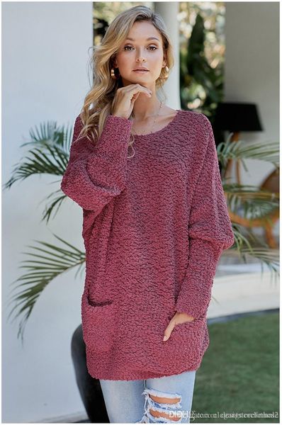 

fashion long sleeve womens sweaters designer solid color casual knitwer with pocket womens spring autumn clothing, White;black