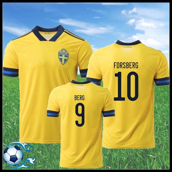 

20 21 sweden soccer jersey home yellow 2020 2021 sverige forsberg lindelof berg ibrahimovic national team man kids football uniforms shirts, Black;yellow