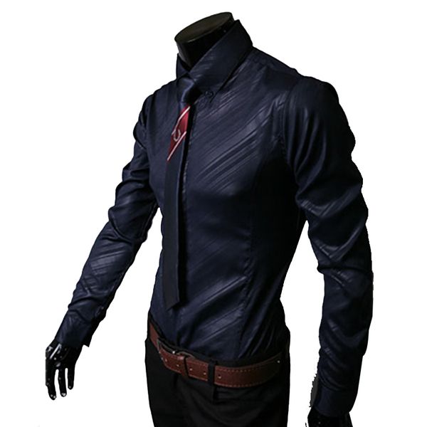 

2018 new mens stripes shirts long sleeved slim white social shirts casual male clothes camisa masculina chemise big size xxxl 50, White;black