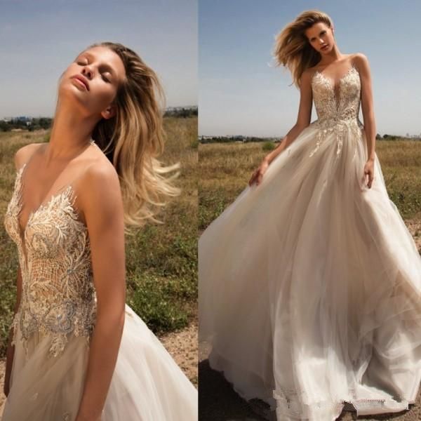 

beach simple 2022 линия свадебные платья v-образным вырезом в без рукавов аппликация открытой задней длины пола bridal boho party preams ves, White
