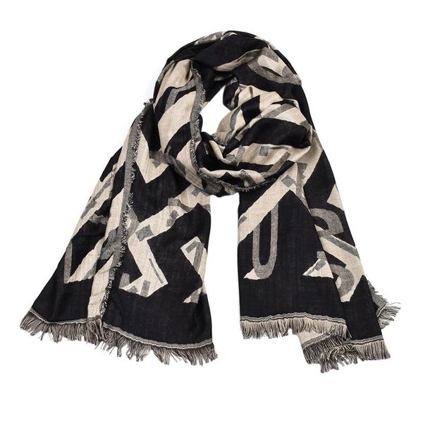 

men's scarf 90cm*175cm men fashion design scarves men winter letter cotton tassels scarf couple's thick warm long, Blue;gray