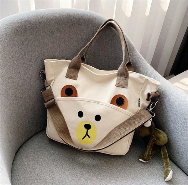 

холст большой емкости сумки 2020 новый корейский мультфильм моды плеча сумку случайные роскошные ювелирные изделия женская сумка бесплатная