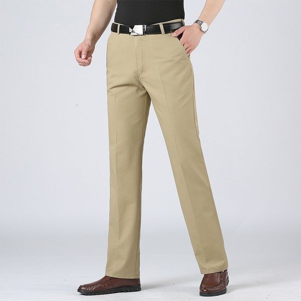 

plus size 40 men spring summer brand new business casual pants men washed cotton solid fashion soft trousers pants clothing, Black