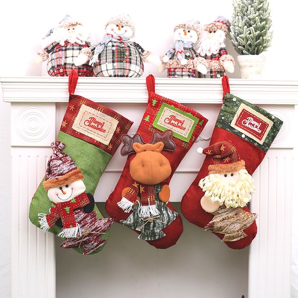 

zerzeemooy 27x47cm santa claus and snowman and christmas deer christmas stockings pendants sdw18110706