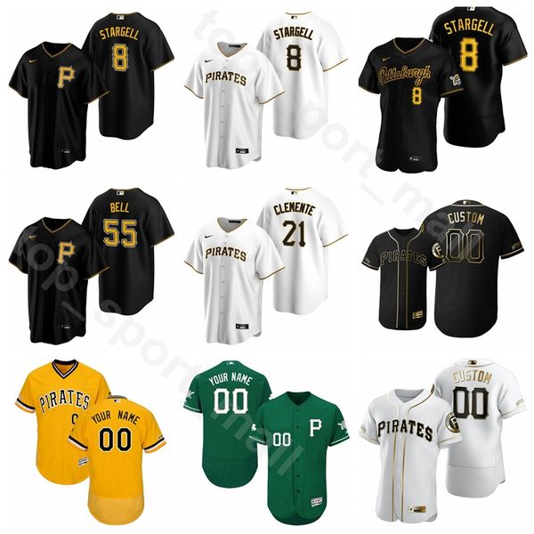 

2020 baseball 8 willie stargell jersey 4 ralph kiner 39 dave parker 25 barry bonds 9 bill mazeroski cool base white black grey, Blue;black