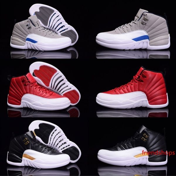 

2019 12 bordeaux dark grey wool mens basketball shoes white flu game unc gym red taxi gamma french blue suede sneakers size 40-46