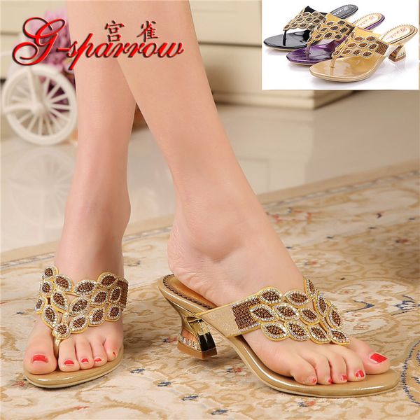 

new summer women's casual flip flops slippers new clip toe bohemian fashion platform chunky high heel sandals purple black gold